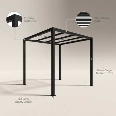 8 Ft. X 8 Ft. Matte Black Aluminum Pergola