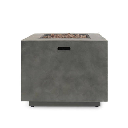 Wellington 33 In. X 24 In. Square Concrete Propane Outdoor Patio Fire Pit in Dark Grey