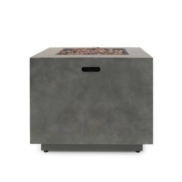 Wellington 33 In. X 24 In. Square Concrete Propane Outdoor Patio Fire Pit in Dark Grey