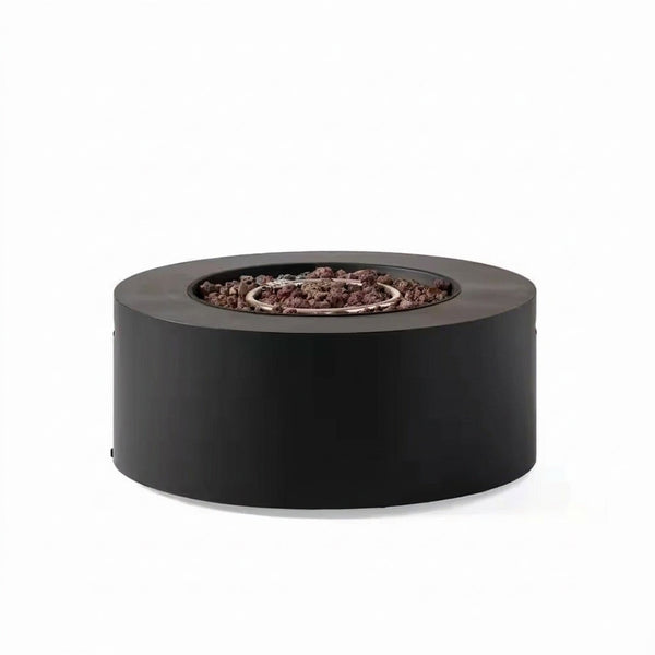 32 In. W X 13.5 In. H Iron Propane Gas Burning round Outdoor Patio Fire Pit in Dark Grey