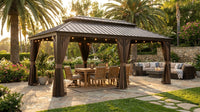 12 Ft. X 22 Ft. Double Galvanized Steel Roof Aluminum Frame Outdoor Patio Hardtop Gazebo with Netting and Curtains — Lifestyle