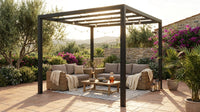 8 Ft. X 8 Ft. Matte Black Aluminum Pergola — Lifestyle