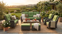 Patio Furniture Set 6-Piece Outdoor Patio Conversation Set with Green Cushions Lawn Furniture — Lifestyle